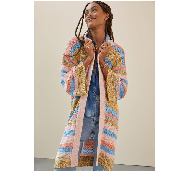 Anthropologie Sweaters - New Anthropologie Textured Striped Cardigan $168 ONE SIZE Pink